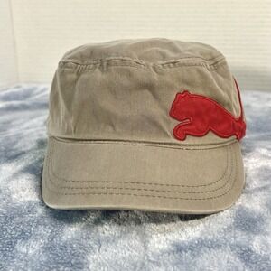 PUMA Khaki Military Cap with Embroidered Logo Adjustable Strap